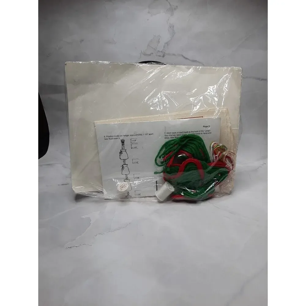 Vintage The Creative Circle Embroidery Kit 2342 Baker Bear Spice Sacks Christmas